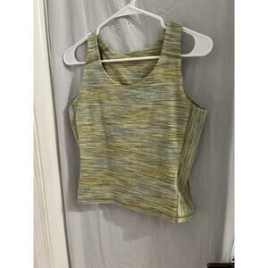Mountain Hardware Yellow Blue Tank Crop Top With Shelf Bra Sz M